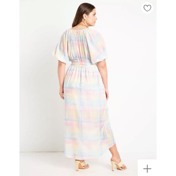 NWT ELOQUII Full Sleeve Wrap Dress - Lily Plaid - Picture 5 of 9